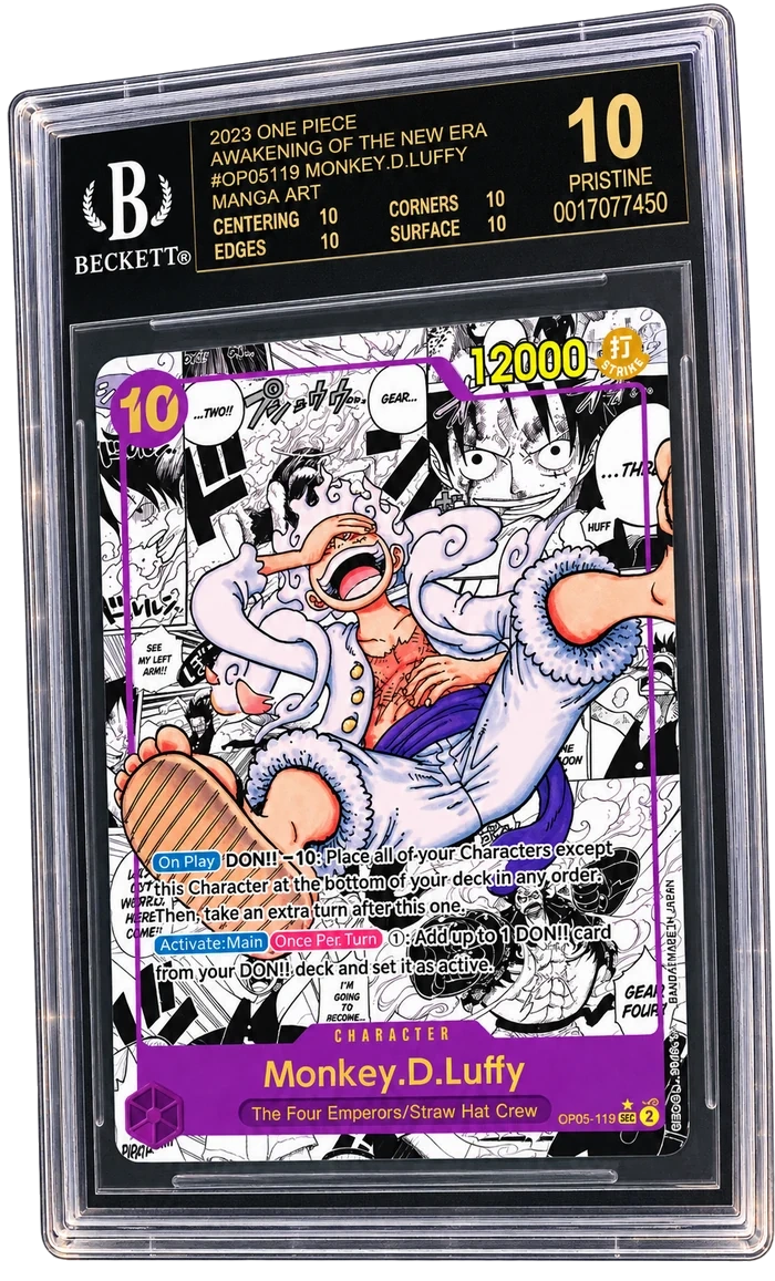 Beckett Pristine 10 Monkey D. Luffy manga art graded slab